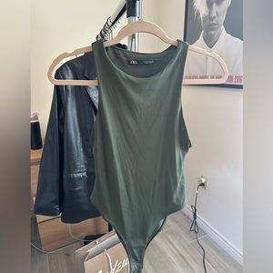 Zara Forest Green Tank Top Bodysuit